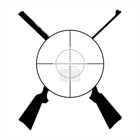 Téléchargez les illustrations : Silhouette vectorielle de fusils croisés comme symbole de chasse. Logo armée et sniper. - en licence libre de droit