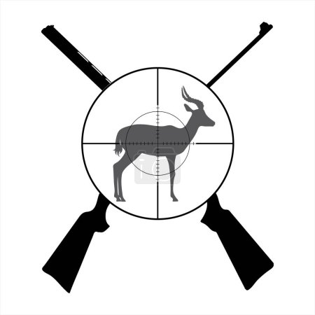 Téléchargez les illustrations : Silhouette vectorielle de fusils croisés comme symbole de chasse. Antilope en bref. - en licence libre de droit
