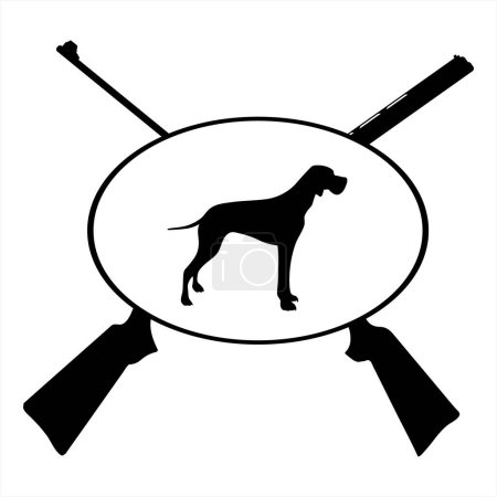 Téléchargez les illustrations : Silhouette vectorielle de fusils croisés comme symbole de chasse. Logo pour chien. - en licence libre de droit