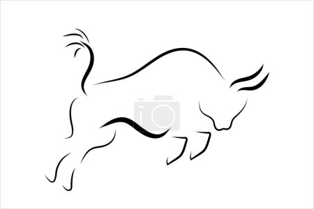 Illustration for Vector illustration of bull painted with simple lines. Symbol of cattle and bullfighting. - Royalty Free Image