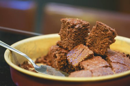 Photo for Close-up view of delicious chocolate cake, chocolate brownies - Royalty Free Image