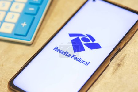 Photo for Brasilia, Federal district, Brazil: Receita Federal (Brazilian Federal Revenue Department) app on the smartphone screen - Royalty Free Image