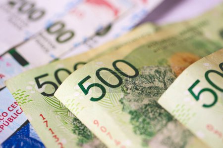 Foto de Dinero de Argentina: El peso argentino. Fotografía de cerca. Economía y finanzas argentinas. - Imagen libre de derechos