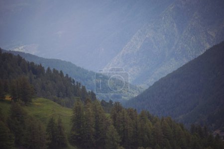 Paisaje del valle de la montaña en los Alpes italianos, Italia, Europa. paisaje durante la temporada de verano.