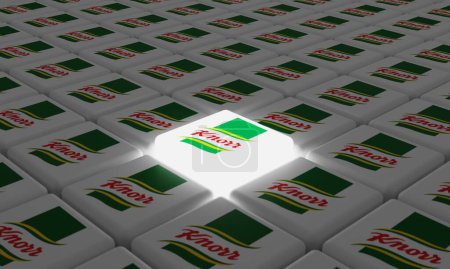 Photo for Melitopol, Ukraine - November 21, 2022: Knorr logo icon isolated on shape of cubes. Knorr is a German food and beverage brand. - Royalty Free Image
