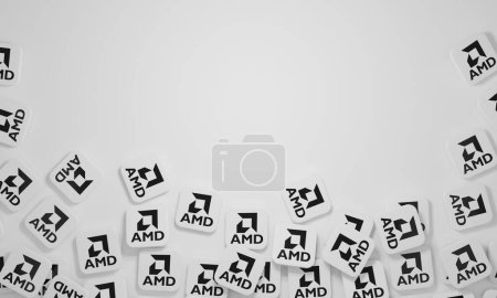Photo for Melitopol, Ukraine - November 21, 2022: AMD logo icon isolated on color background. AMD is an American semiconductor company that develops computer processors and related technologies. - Royalty Free Image