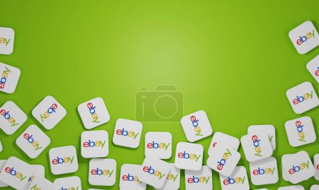 Foto de Melitopol, Ucrania - 21 de noviembre de 2022: icono del logotipo de eBay aislado en el fondo de color. eBay es una corporación de comercio electrónico que ofrece compras en línea, subasta y servicios de mercado. - Imagen libre de derechos