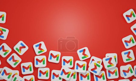 Téléchargez les photos : Melitopol, Ukraine - 21 novembre 2022 : Icône du logo Gmail isolée sur fond de couleur. Gmail est un service de messagerie gratuit développé par Google. - en image libre de droit