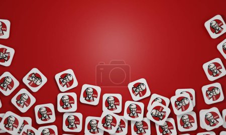 Photo for Melitopol, Ukraine - November 21, 2022: KFC logo icon isolated on color background. It is a fast food restaurant chain headquartered in United States specialized in chicken products. - Royalty Free Image
