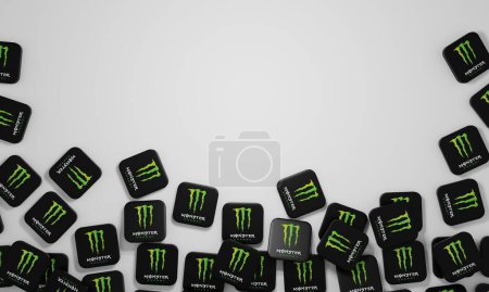 Photo for Melitopol, Ukraine - November 21, 2022: Monster Energy drink logo icon isolated on color background. Monster is an American brand of energy drink. It is present in more than 40 countries. - Royalty Free Image