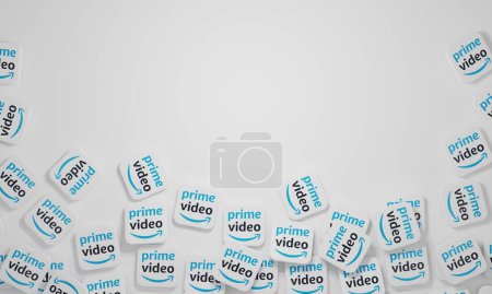 Téléchargez les photos : Melitopol, Ukraine - novembre 21, 2022 : Premier icône de logo vidéo isolé sur fond de couleur. Amazon Prime video est un fournisseur mondial de streaming de films et de séries TV. - en image libre de droit