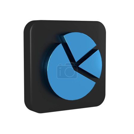 Photo for Blue Pie chart infographic icon isolated on transparent background. Diagram chart sign. Black square button.. - Royalty Free Image