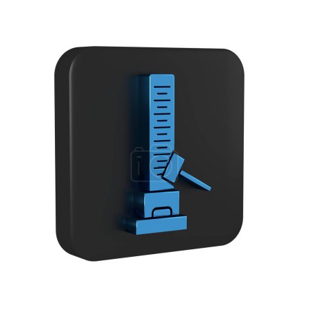Photo for Blue High striker attraction with big hammer icon isolated on transparent background. Attraction for measuring strength. Amusement park. Black square button.. - Royalty Free Image