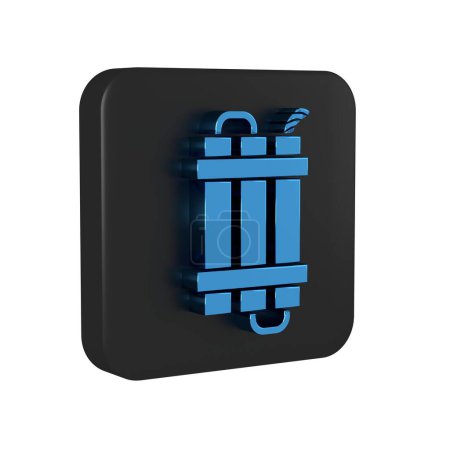 Photo for Blue Detonate dynamite bomb stick and timer clock icon isolated on transparent background. Time bomb - explosion danger concept. Black square button.. - Royalty Free Image