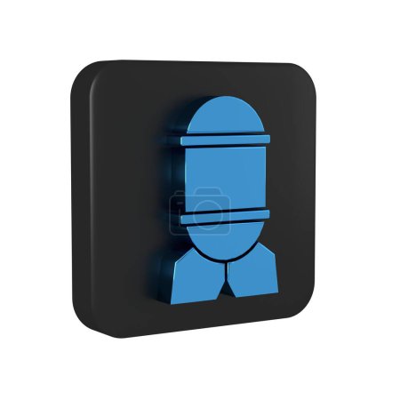 Photo for Blue Aviation bomb icon isolated on transparent background. Rocket bomb flies down. Black square button.. - Royalty Free Image