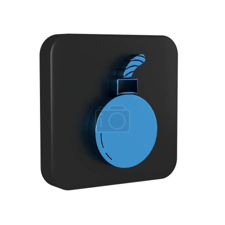 Photo for Blue Bomb ready to explode icon isolated on transparent background. Black square button.. - Royalty Free Image