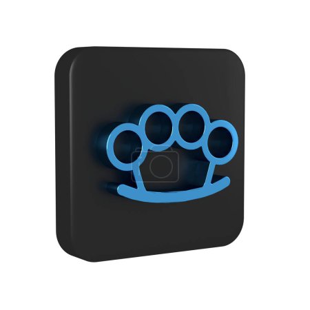 Photo for Blue Brass knuckles icon isolated on transparent background. Black square button.. - Royalty Free Image