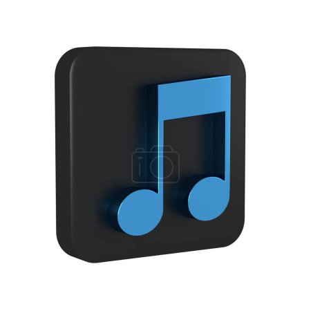 Photo for Blue Music note, tone icon isolated on transparent background. Black square button.. - Royalty Free Image