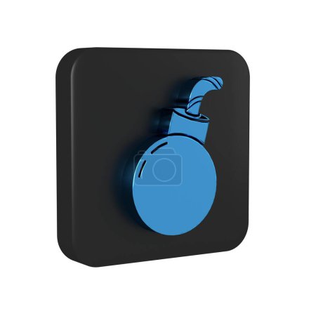 Photo for Blue Bomb ready to explode icon isolated on transparent background. Happy Halloween party. Black square button.. - Royalty Free Image