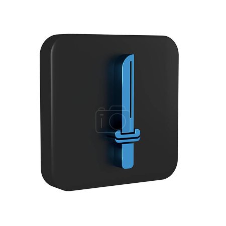 Photo for Blue Traditional Japanese katana icon isolated on transparent background. Japanese sword. Black square button.. - Royalty Free Image