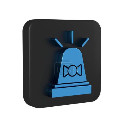 Photo for Blue Flasher siren icon isolated on transparent background. Emergency flashing siren. Black square button.. - Royalty Free Image