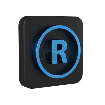 Photo for Blue Registered Trademark icon isolated on transparent background. Black square button.. - Royalty Free Image