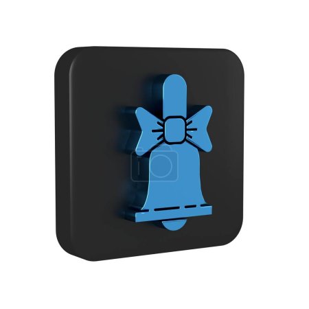 Téléchargez les photos : Bleu Joyeux Noël sonnerie icône cloche isolé sur fond transparent. Symbole d'alarme, cloche de service, panneau de cloche, notification. Bouton carré noir.. - en image libre de droit