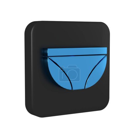 Téléchargez les photos : Icône bleu sous-vêtements isolé sur fond transparent. Bouton carré noir.. - en image libre de droit