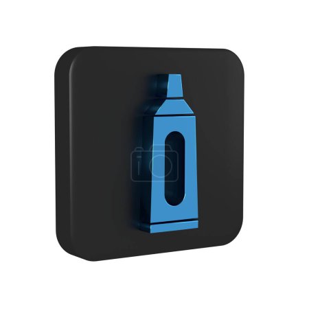 Foto de Tubo azul del icono de pasta de dientes aislado sobre fondo transparente. Botón cuadrado negro.. - Imagen libre de derechos