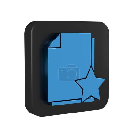 Photo for Blue Document with star icon isolated on transparent background. Document best, favorite, rating symbol. Black square button.. - Royalty Free Image