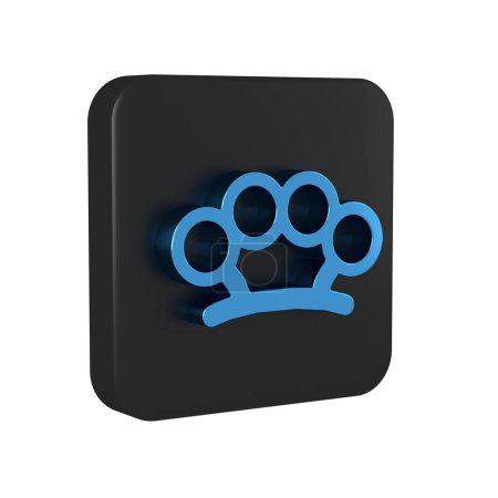 Photo for Blue Brass knuckles icon isolated on transparent background. Black square button.. - Royalty Free Image