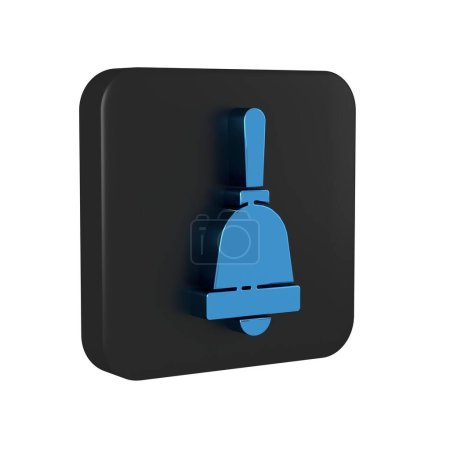 Téléchargez les photos : Icône de cloche à sonnerie bleue isolée sur fond transparent. Symbole d'alarme, cloche de service, panneau de cloche, symbole de notification. Bouton carré noir.. - en image libre de droit