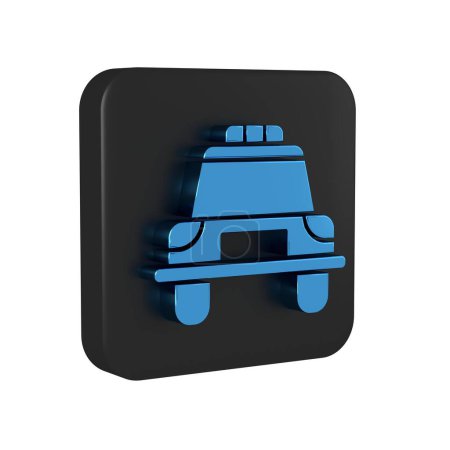 Photo for Blue Police car and police flasher icon isolated on transparent background. Emergency flashing siren. Black square button.. - Royalty Free Image