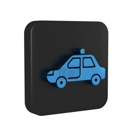 Photo for Blue Police car and police flasher icon isolated on transparent background. Emergency flashing siren. Black square button.. - Royalty Free Image