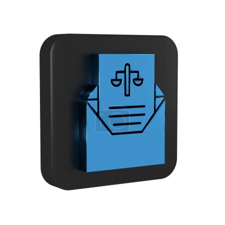 Photo for Blue Subpoena icon isolated on transparent background. The arrest warrant, police report, subpoena. Justice concept. Black square button.. - Royalty Free Image