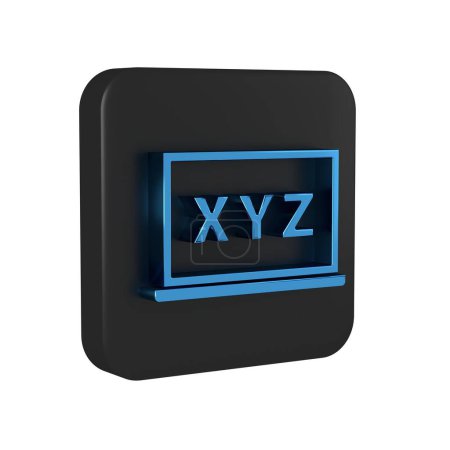 Téléchargez les photos : Système de coordonnées XYZ bleu sur l'icône du tableau isolé sur fond transparent. Axe XYZ pour l'affichage des statistiques graphiques. Bouton carré noir.. - en image libre de droit