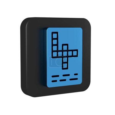 Photo for Blue Crossword icon isolated on transparent background. Black square button. . - Royalty Free Image
