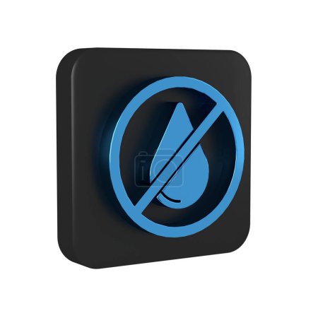 Photo for Blue Water drop forbidden icon isolated on transparent background. No water sign. Black square button. . - Royalty Free Image