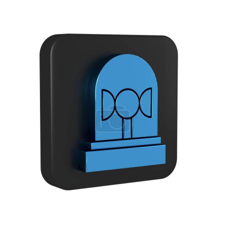 Photo for Blue Flasher siren icon isolated on transparent background. Emergency flashing siren. Black square button. . - Royalty Free Image