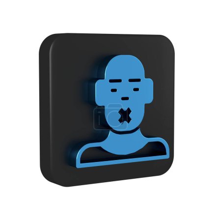 Photo for Blue Head of deaf and dumb guy icon isolated on transparent background. Dumbness sign. Disability concept. Black square button. . - Royalty Free Image