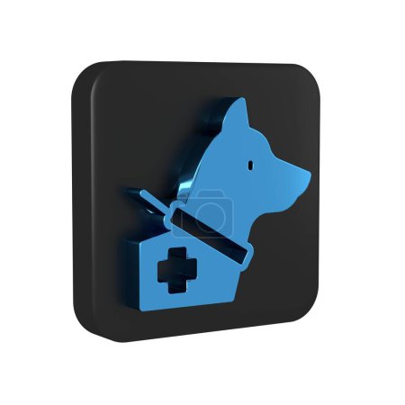 Photo for Blue Guide dog icon isolated on transparent background. Black square button. . - Royalty Free Image