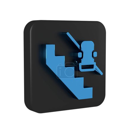 Photo for Blue Disabled access elevator lift escalator icon isolated on transparent background. Movable mechanical chair platform for handicapped human. Black square button. . - Royalty Free Image