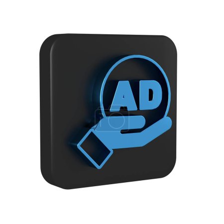 Photo for Blue Advertising icon isolated on transparent background. Concept of marketing and promotion process. Responsive ads. Social media advertising. Black square button. . - Royalty Free Image