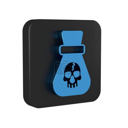 Foto de Icono de moneda pirata azul aislado sobre fondo transparente. Botón cuadrado negro.. - Imagen libre de derechos