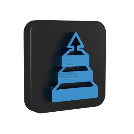 Photo for Blue Business pyramid chart infographics icon isolated on transparent background. Pyramidal stages graph elements. Black square button.. - Royalty Free Image