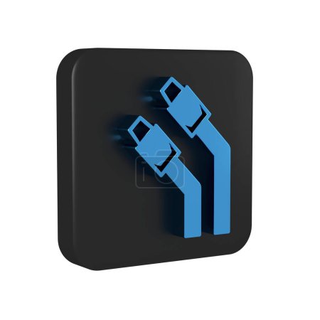 Téléchargez les photos : Icône internet réseau LAN bleu isolé sur fond transparent. Bouton carré noir.. - en image libre de droit