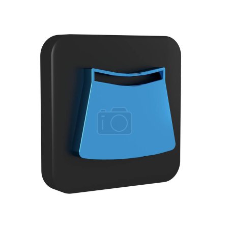 Foto de Icono de falda azul aislado sobre fondo transparente. Botón cuadrado negro.. - Imagen libre de derechos