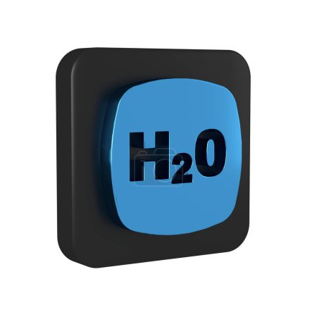 Photo for Blue Chemical formula for water drops H2O shaped icon isolated on transparent background. Black square button.. - Royalty Free Image