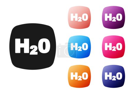 Illustration for Black Chemical formula for water drops H2O shaped icon isolated on white background. Set icons colorful. Vector. - Royalty Free Image