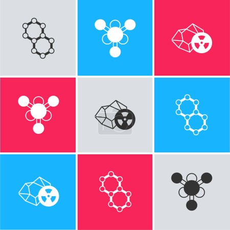 Illustration for Set Molecule and Radioactive icon. Vector. - Royalty Free Image